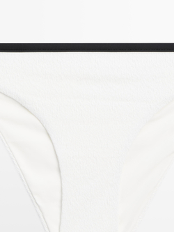 Massimo Dutti Плавки бикини из рельефной ткани со сборками, белый