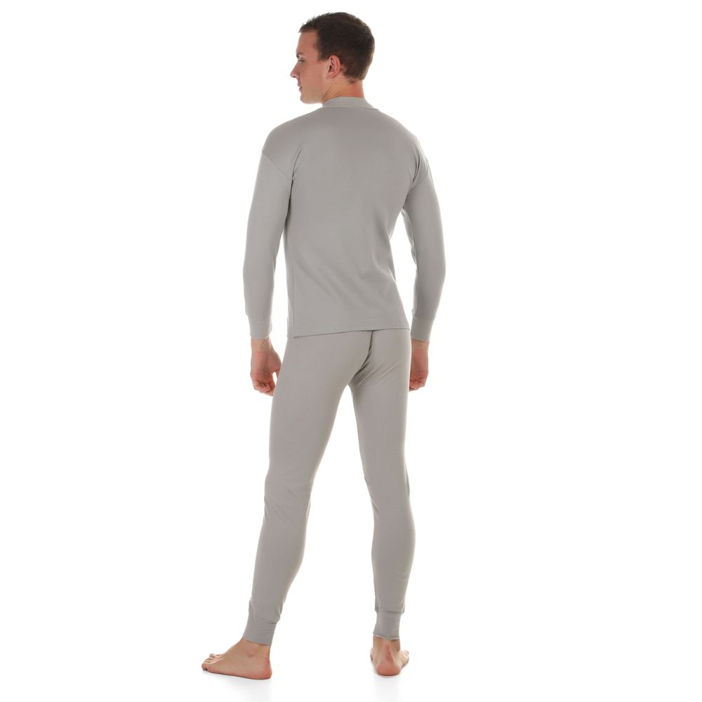 Мужской комплект нательного белья (лонгслив и кальсоны) серый утепленный  QianBA