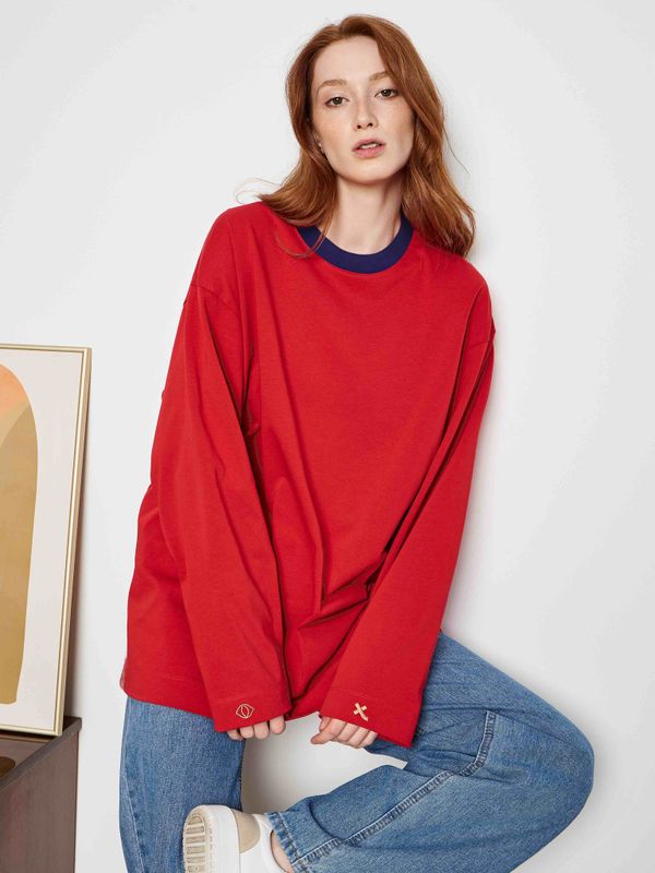 Лонгслив Navy neck Красный - фото 1