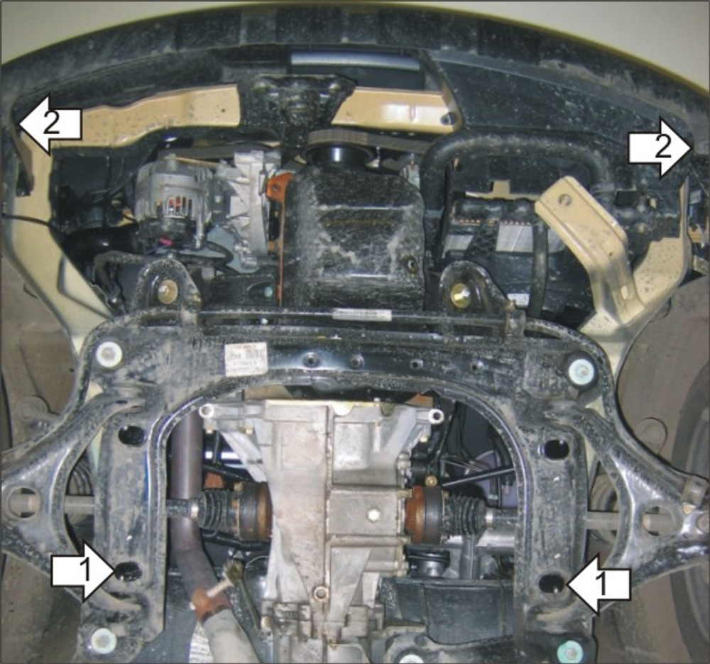 Усиленная защита Motodor картера двигателя, кпп. 2 мм, сталь. для Volkswagen Pointer 2005-2009 арт.02719