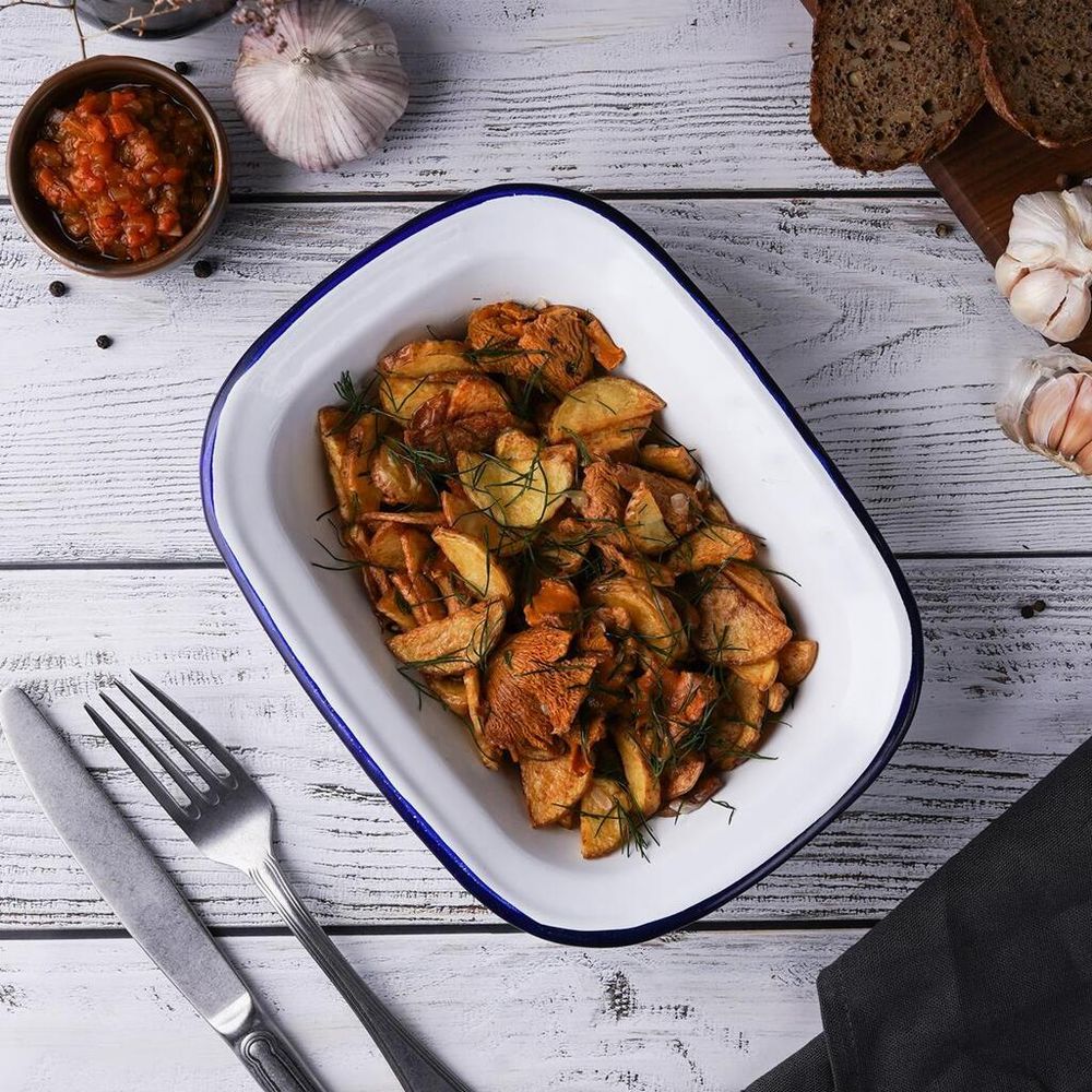 Блюдо для подачи 22*16,5 см h5 см 700 мл Blue Rim эмалированая сталь SUNNEX [1]