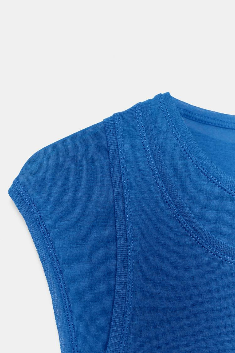 ZARA ДВУХСЛОЙНАЯ ФУТБОЛКА SUPIMA®, СИНИЙ ЭЛЕКТРИК