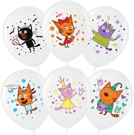 Шар (12''/30 см) Три Кота, Играем вместе, пастель, 10шт