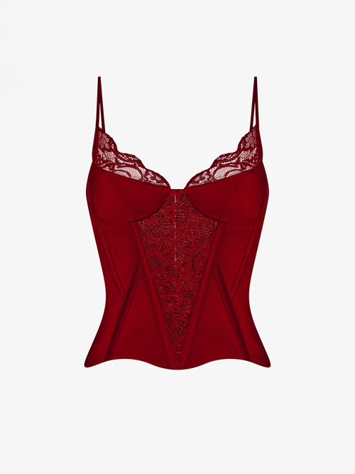 Tоп-бюстье корсетного типа из сатина и кружева
