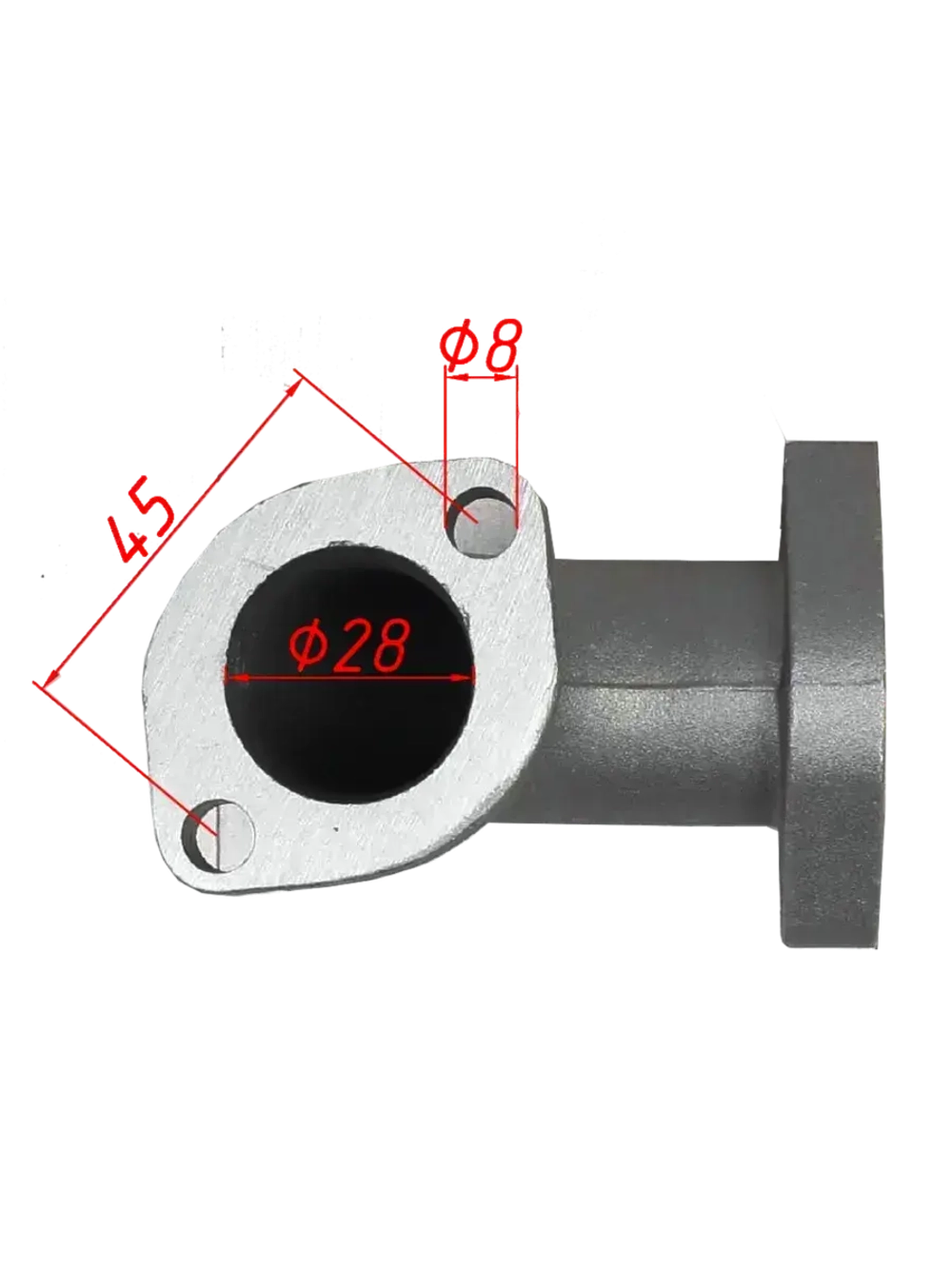 Патрубок карбюратора 28мм металл 125-160см3