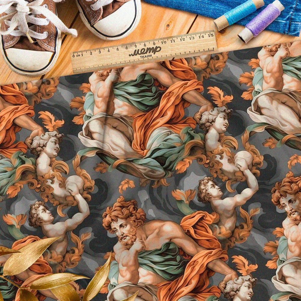 Ткань премиум интерлок фантазия на тему искусства