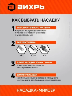 Насадка - миксер оцинкованная для краски, сухой смеси на дрель, шуруповерт 400х80 мм Вихрь