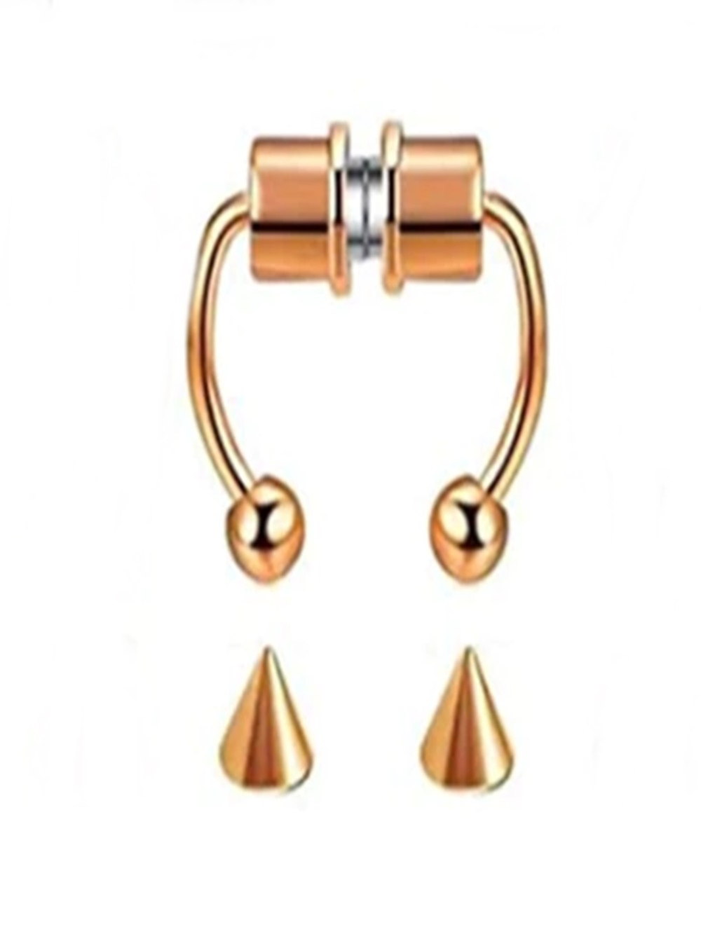 Магнитные серьги циркуляры-обманки для имитации пирсинга. Розовое золото. 1 шт