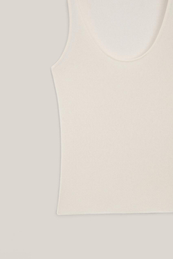Massimo Dutti Полупрозрачный шелковый топ на бретельках - Limited Edition, кремовый