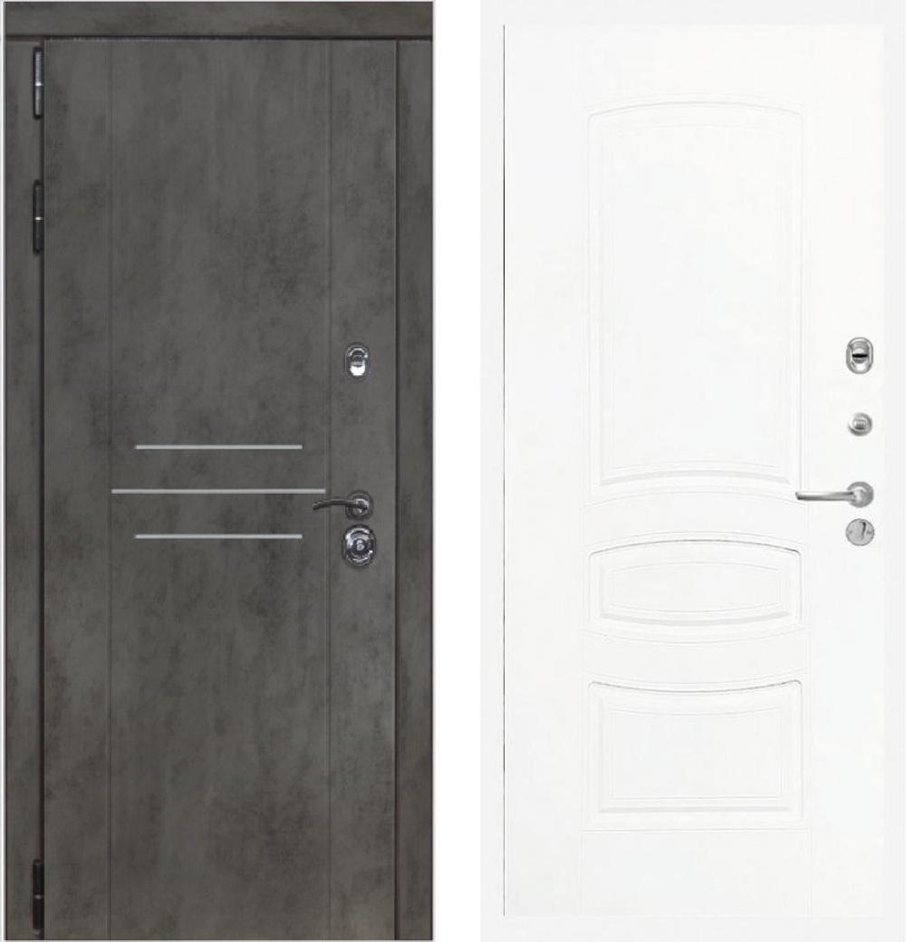 Входная дверь в квартиру Император 3К №22 Темный бетон (белая коробка) / №68 Белая шагрень (без текстуры)
