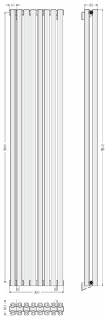 Сунержа Эстет-00 1800х360 8 секций