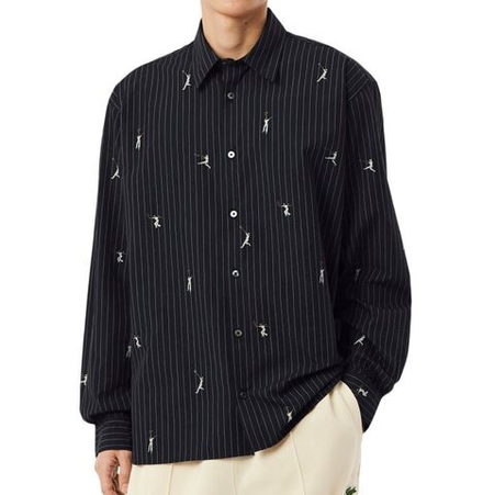 Теннисное поло Lacoste Relaxed Fit Embroidered Cotton - blackbird