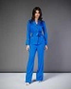 02-19 SS Брючный костюм из шелка, электрик, оливковый XXS