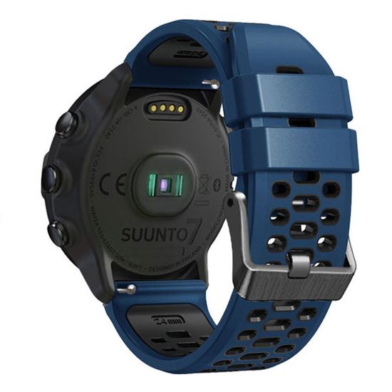 Ремешок двухцветный дышащий 24 мм для Suunto 9 Baro, Suunto 7, Suunto Spartan Sport силиконовый (Темно-синий/черный)