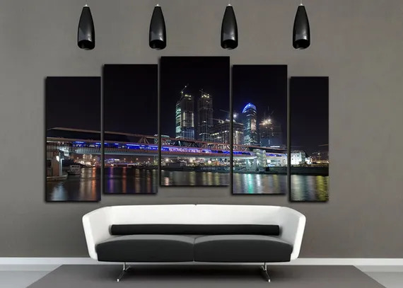 Модульная картина "Ночная Москва"