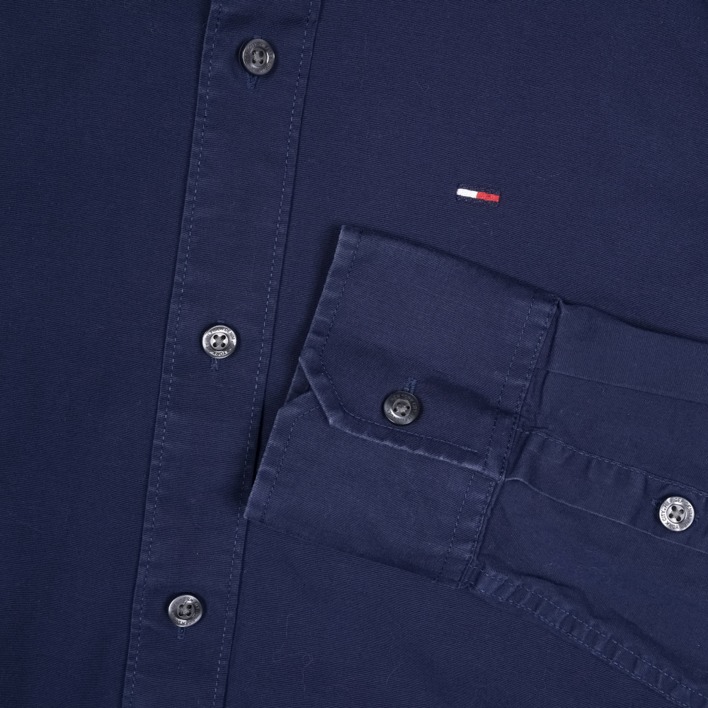 Темно-синяя приталенная рубашка Hilfiger Denim, М slim
