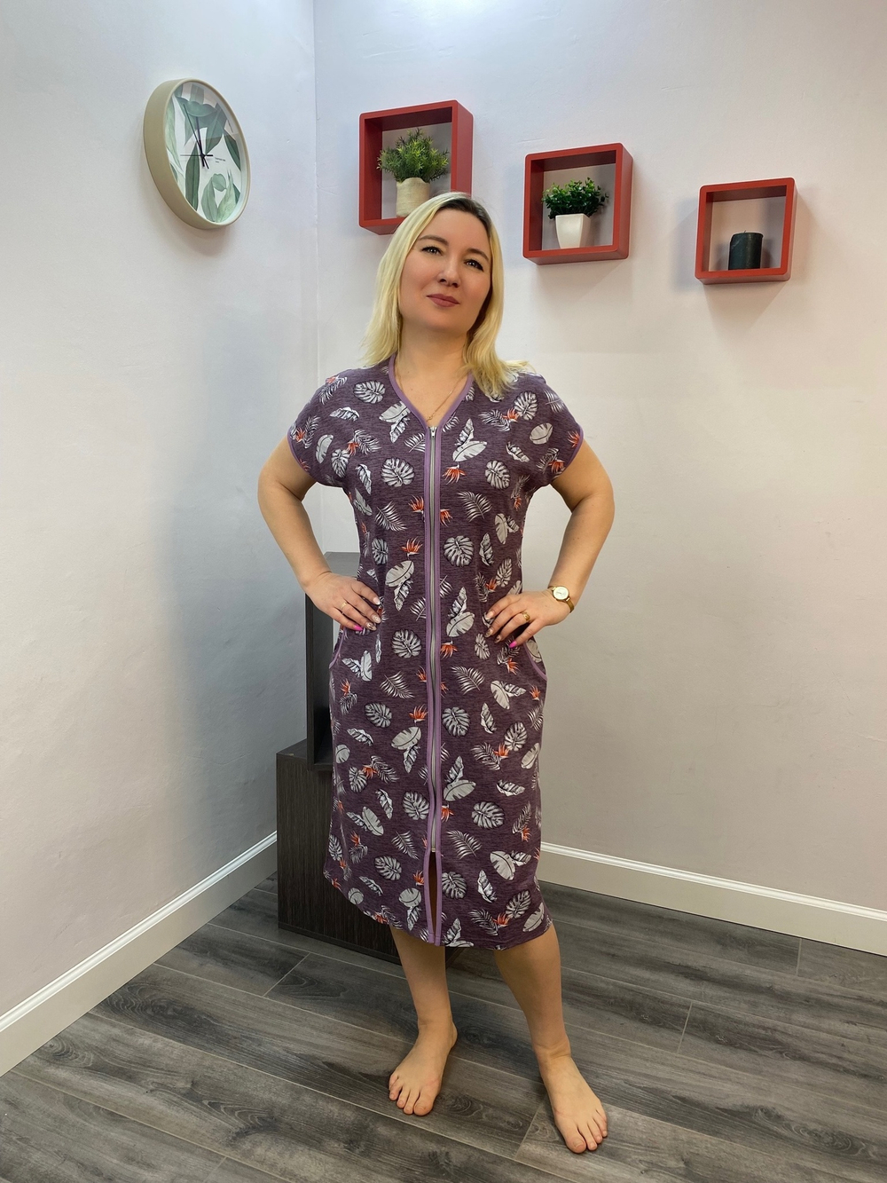 Халат женский "090 К.П" молния (Галатея)