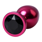 Красный анальный плаг 8,2см с кристаллом черного цвета ToyFa Metal 717008-95
