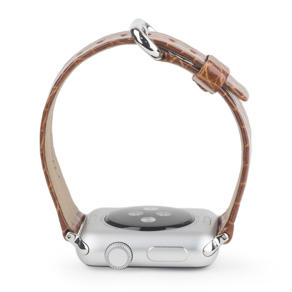 Ремешок для Apple Watch 40/41/42 mm из кожи аллигатора, цвета карамель лак