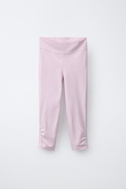 ZARA ЛЕГИНСЫ КАПРИ СО СБОРКОЙ, РОЗОВЫЙ
