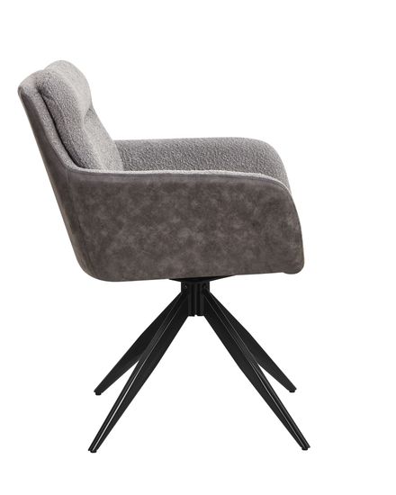 Стул мягкий обеденный с подлокотниками Helm серый спинка экокожа