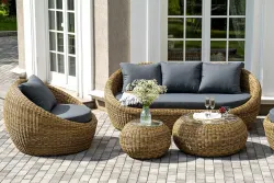 "Барселона" лаунж-зона из искусственного ротанга, цвет соломенный