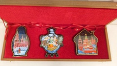 Набор из 3-х ёлочных игрушек  "Русская зима" с росписью Палех