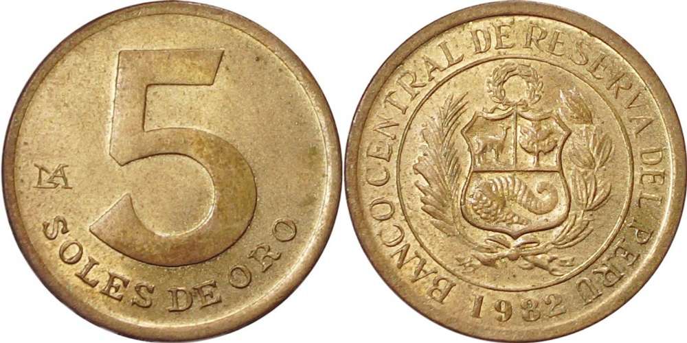 Перу 5 солей, 1978 - 1983 Герб XF