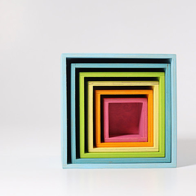 Деревянный сортер "Большие коробочки" цвета Пастель, 6 деталей