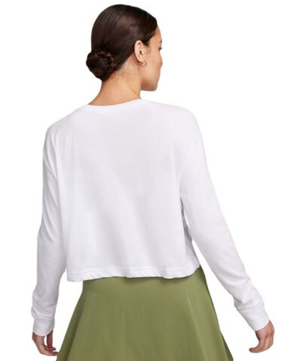 Женская теннисная футболка (dł. Рукава) Nike Dri-Fit Slam Long Sleeve T-Shirt - white/deep jungle