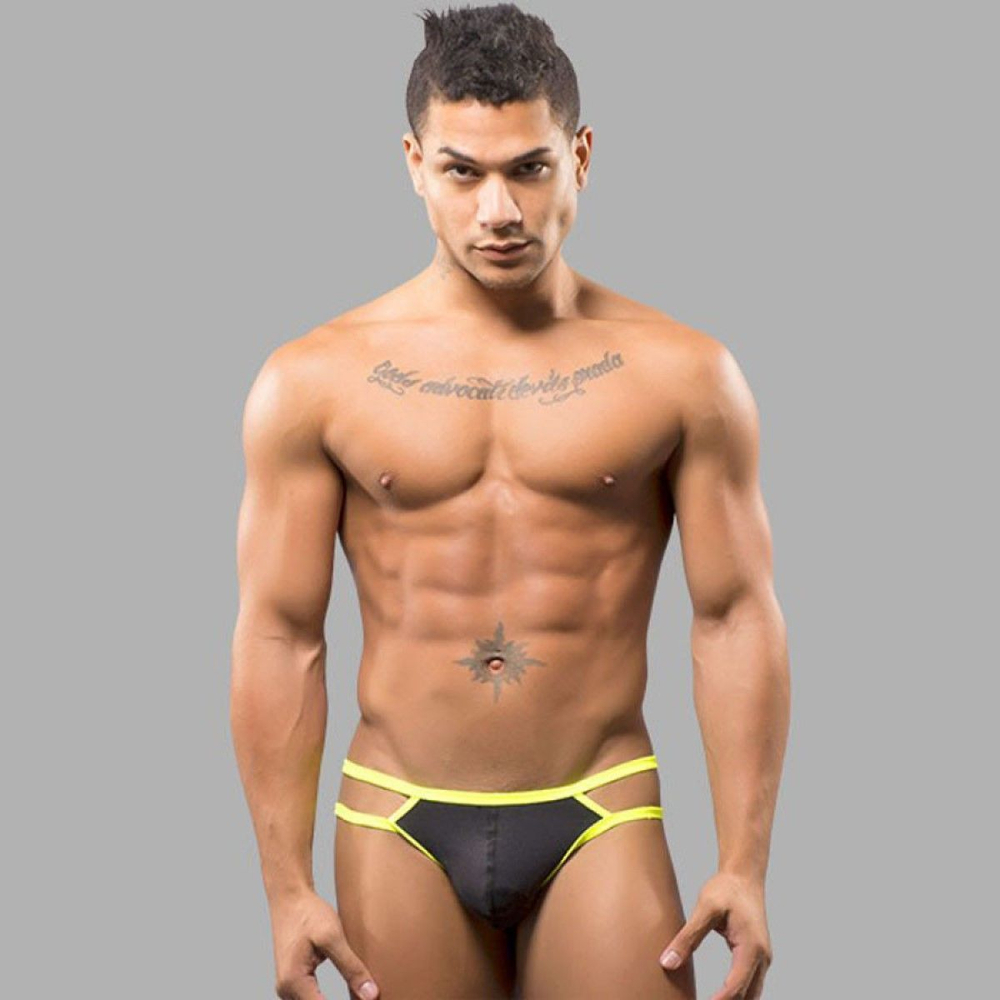 Черные мужские трусы-стринги с 2 боковыми бретелями (Размер: XL) (Цвет: черный)