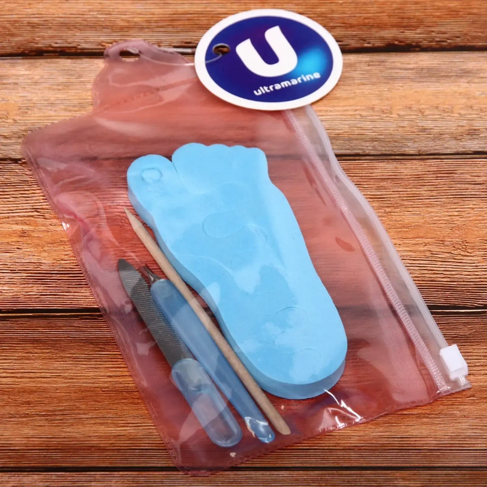 Набор для педикюра в косметичке 5шт «Сет», цвет микс, (пилка, триммер, палочка и разд-ли),10,5*16см