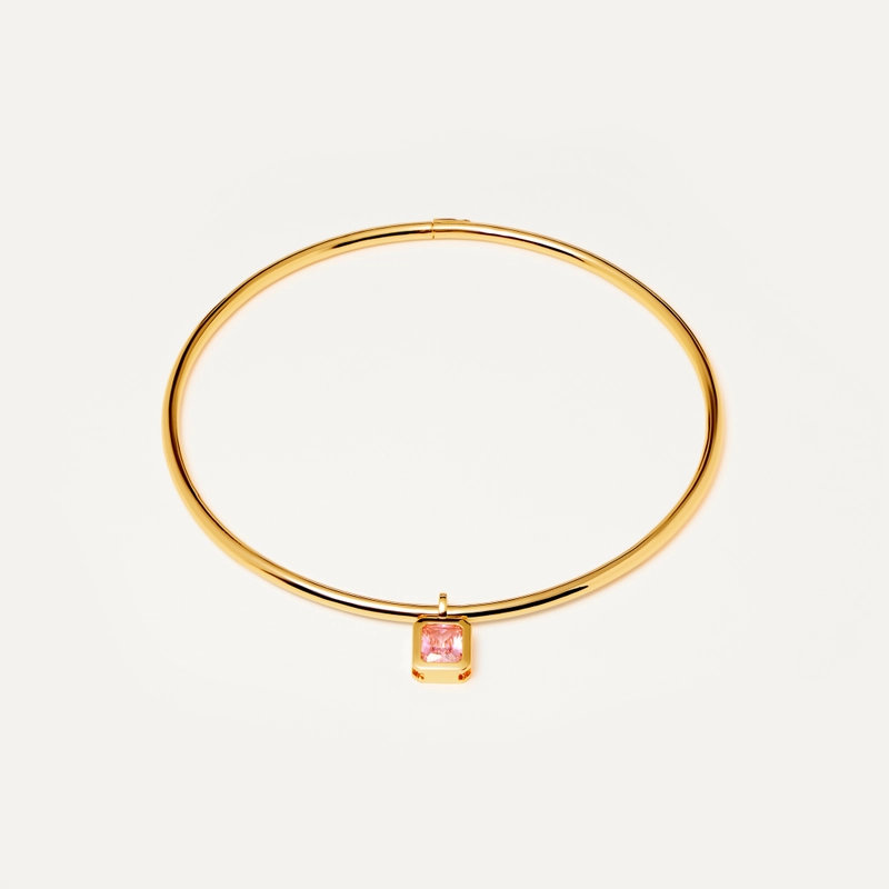 Чокер Бенгл  – Золото, Розовый квадрат