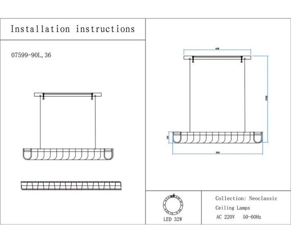 Люстра Kink Light Гэлли 07599-90L,36