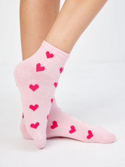 Носки с принтом сердечками гольфы