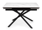 Керамический стол Woodville Мэриан 120(180)х80 snow alpin white, черный, ножки черные