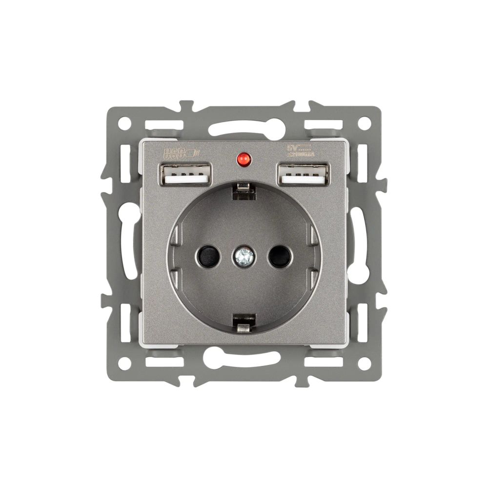 Механизм розетки с USB зарядкой SCT-MUAA-PL-GR (250V, 16A) (Arlight, -) 043735