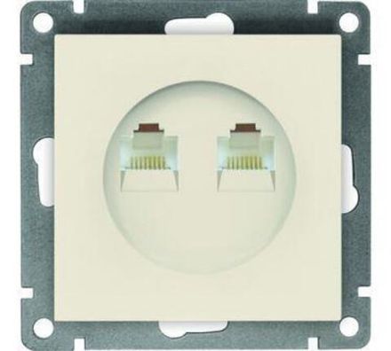 Розетка компьютерная двухместная "UNIVersal" серия "Афина" с/у, 1А, RJ45, слоновая кость (ivory) (ев