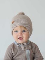 Шапка зимняя из смесовой шерсти "Нюд" на завязках 0+