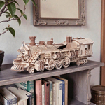 Деревянный механический конструктор Паровоз с фонарём "Путь Звезды" (Lemmo)