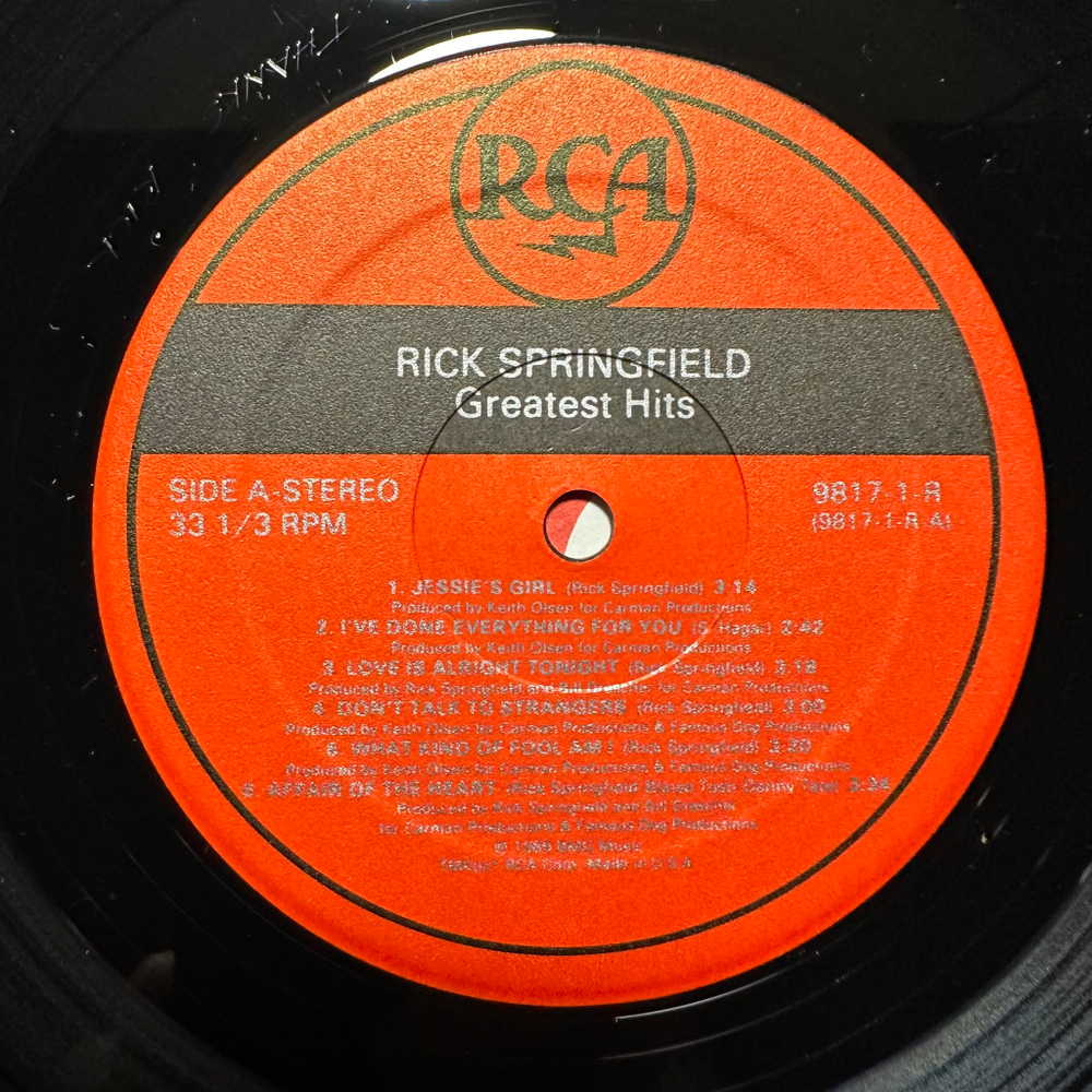 Rick Springfield - Rick Springfield's Greatest Hits (США 1989г.)