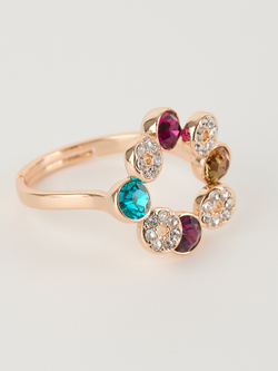 Кольцо круг Злата с разноцветными кристаллами Swarovski