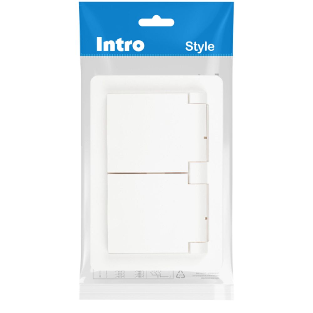 Розетка Intro Style 7-210-01 двойная с заземлением 2х2P+E Schuko с крышкой шторками 16А-250В СУ IP44 белый