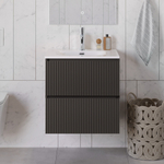 Тумба с раковиной подвесная BelBagno UNO-600-2C-SO-GSO Темно-Серый матовый, раковина белая BB-8099-60