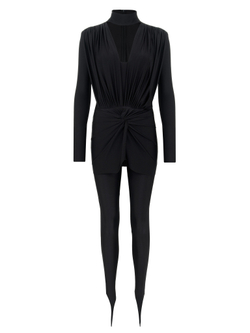 Открытый комбинезон с драпировкой из бифлекса