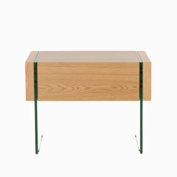 Прикроватная тумба Somerset 58x40 см, шпон дуба, стеклянные ножки