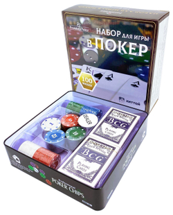 Набор для покера Holdem Light, 100 фишек, жестяная коробка