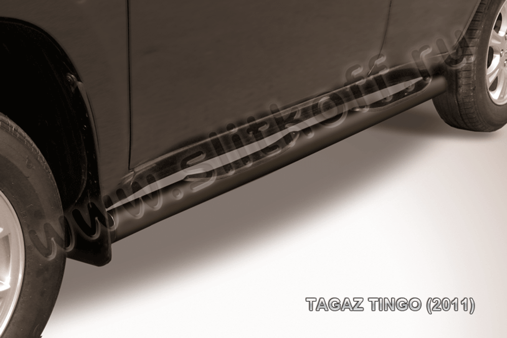 Пороги стальные Tagaz Tingo (2010-2012) d76 с проступями (черные)