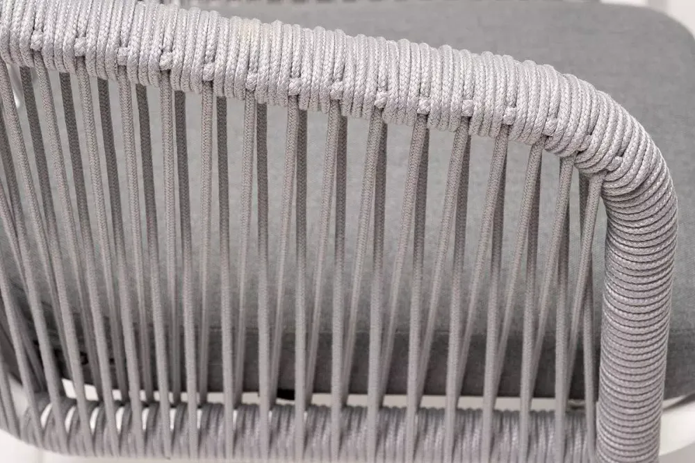 "Малага" обеденная группа на 6 персон со стульями "Марсель", каркас белый, роуп светло-серый