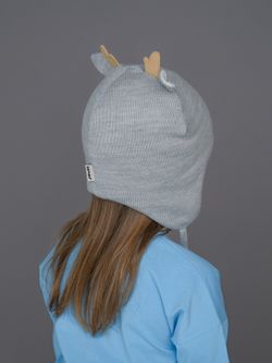Шапка зимняя вязаная (Жемчужно-пепельный) Олененок